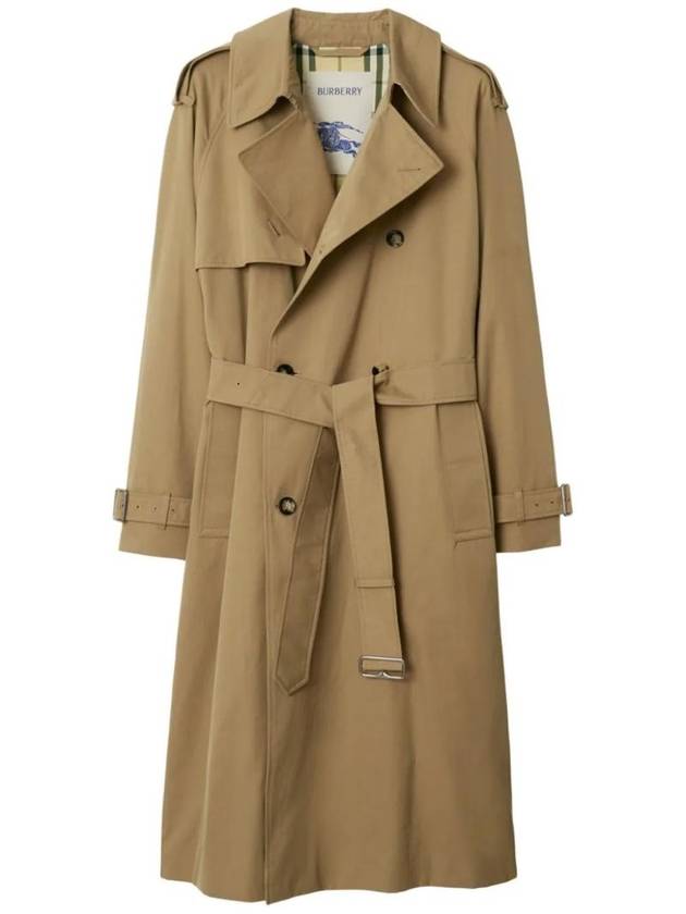 Double Breasted Long Gabardine Trench Coat Teddy - BURBERRY - BALAAN 1