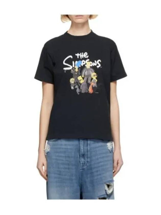 Women's The Simpsons Printing Small Fit Short Sleeve T-Shirt Black - BALENCIAGA - BALAAN 2