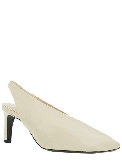 White Slingback Pumps With Square Toe And High Heel In Leather Woman - JIL SANDER - BALAAN 2