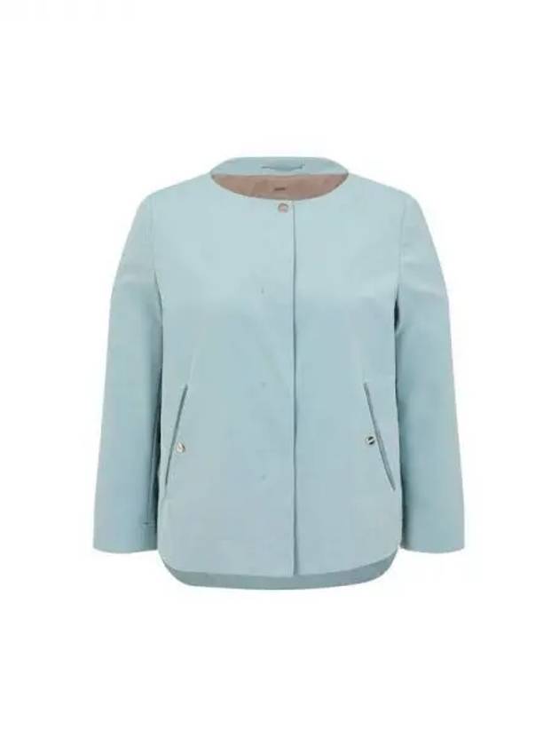 Women s Hidden Snap Button No Collar Jacket Mint 271391 - HERNO - BALAAN 1