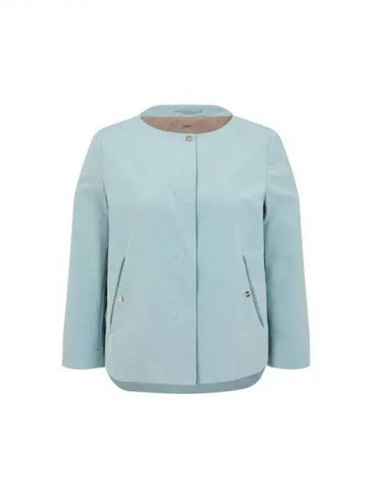 Women s Hidden Snap Button No Collar Jacket Mint 271391 - HERNO - BALAAN 1