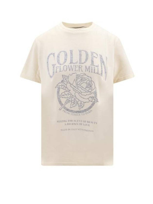 Seasonal Printed Short Sleeve T-Shirt Beige - GOLDEN GOOSE - BALAAN 1