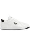 Downtown Triagle Logo Leather Low Top Sneakers White - PRADA - BALAAN 5