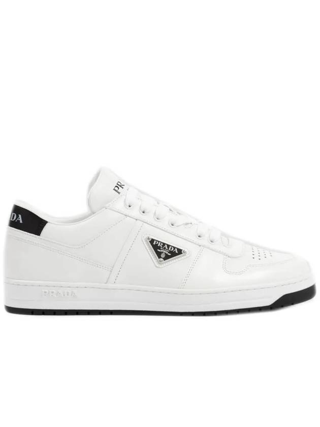 Downtown Triagle Logo Leather Low Top Sneakers White - PRADA - BALAAN 4