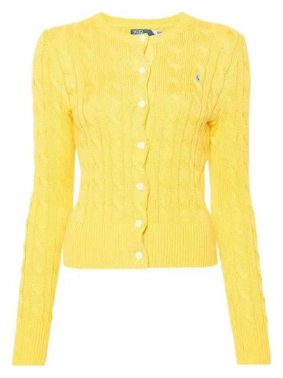 Women's Embroidered Logo Pony Cable Cardigan Yellow - POLO RALPH LAUREN - BALAAN 2