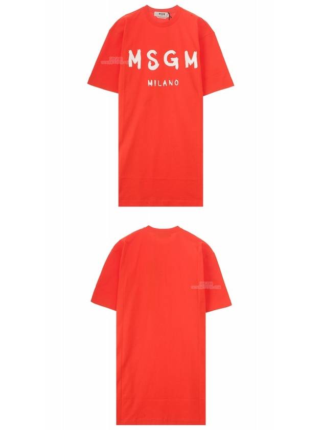 20SS 2841MDA68 207298 10 Paint Logo Milano Round Short Sleeve Dress Orange White Women’s T-shirt TFN - MSGM - BALAAN 5