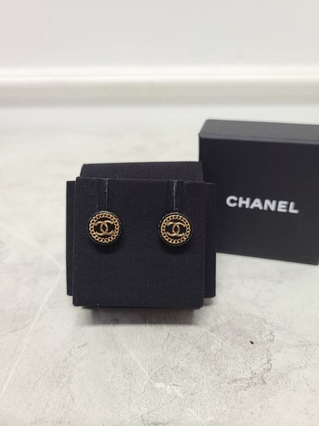 Used luxury goods Lewis It Black CC logo gold chain circle earrings - CHANEL - BALAAN 5