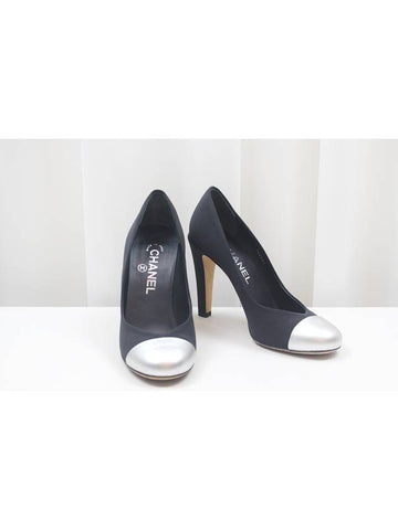 Two tone fabric metallic leather pumps heel 37 5 size G28994 - CHANEL - BALAAN 1