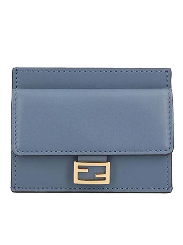 FF Baguette Flap Card Wallet Blue - FENDI - BALAAN 1