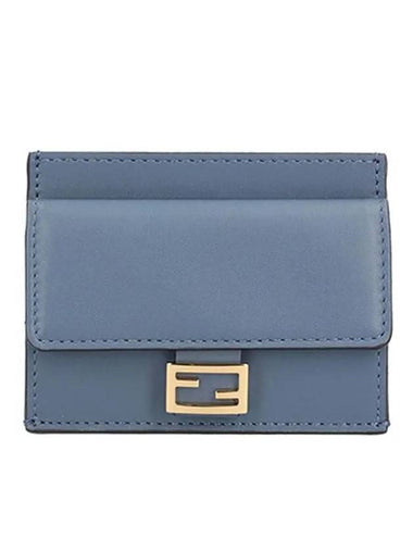 FF Baguette Flap Card Wallet Blue - FENDI - BALAAN 1