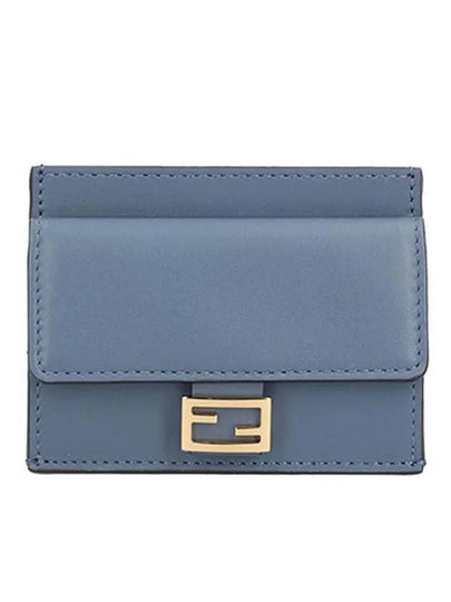 FF Baguette Flap Card Wallet Blue - FENDI - BALAAN 2