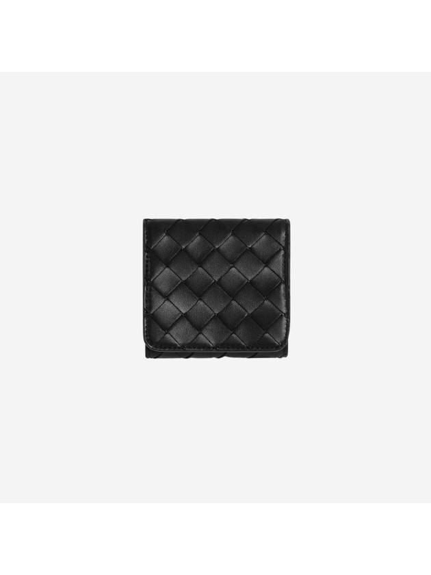 Intrecciato Tri-Fold Card Wallet Black - BOTTEGA VENETA - BALAAN 1