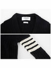 V-Neck Diagonal Pointelle Wool Cardigan Navy - THOM BROWNE - BALAAN 6