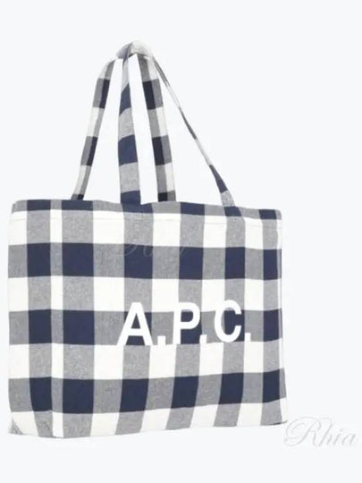 Lou Logo Check Horizontal Tote Bag White Navy - A.P.C. - BALAAN 2