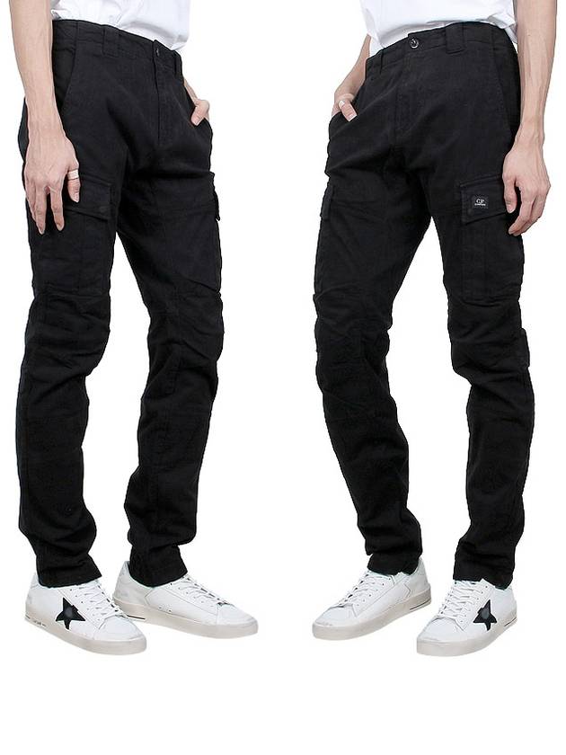 Stretch Satin Cargo Straight Pants Black - CP COMPANY - BALAAN 4