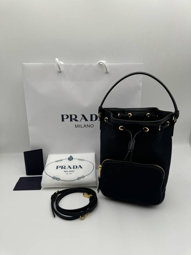 Logo Jacquard Lettering Bucket Bag Black - PRADA - BALAAN 2