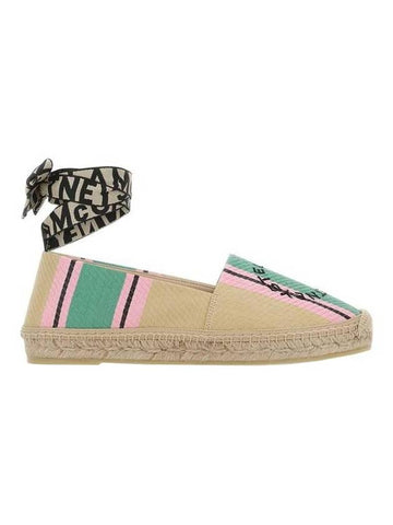 Women's Gaia Striped Raffia Espadrille Natural Green - STELLA MCCARTNEY - BALAAN 1