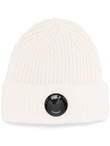 Extra Fine Merino Wool Beanie Gauze White - CP COMPANY - BALAAN 1