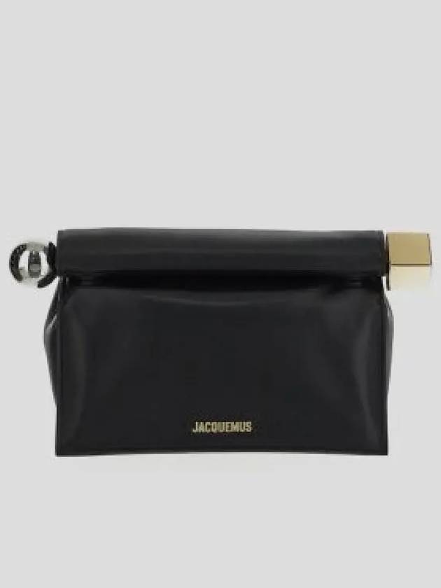 Round Square Logo Clutch Bag Black - JACQUEMUS - BALAAN 2