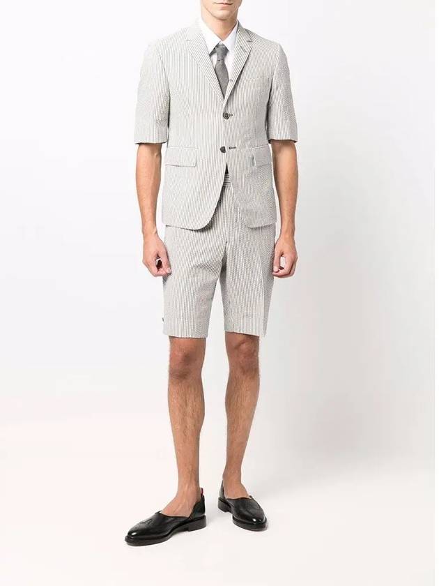 Classic Striped Backstrap Wool Bermuda Shorts Grey - THOM BROWNE - BALAAN 4