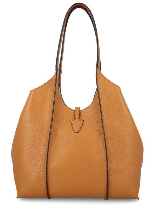 Logo T Timeless Leather Tote Bag Brown - TOD'S - BALAAN 3