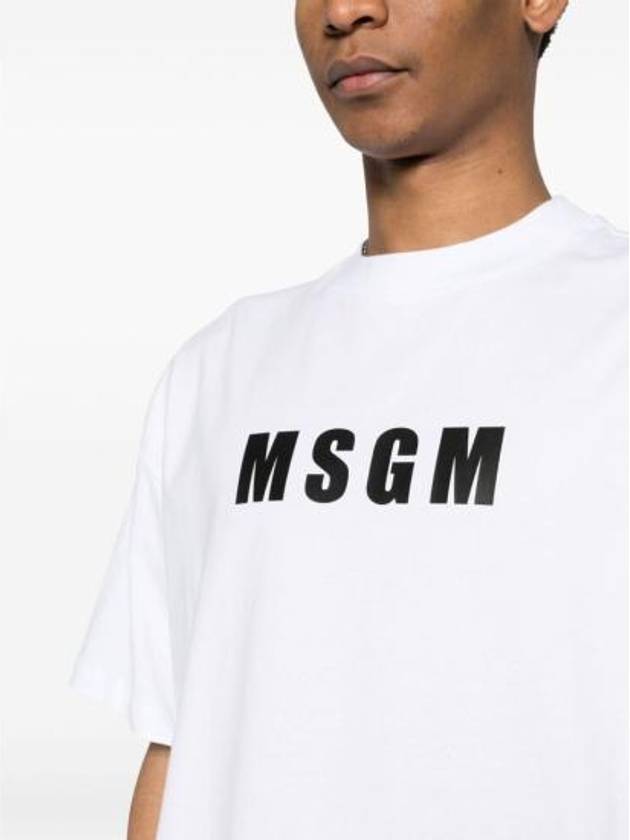 Logo Print Cotton Short Sleeve T-Shirt White - MSGM - BALAAN 3