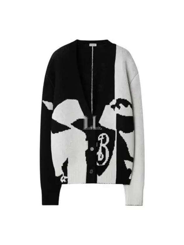 EKD V-Neck Cashmere Cardigan White Black - BURBERRY - BALAAN 2