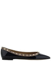 Women's Rockstud Patent Leather Ballerina Black - VALENTINO - BALAAN 2