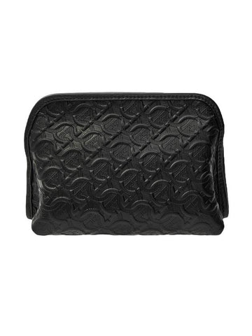 Salvatore Gazzini Motif Travel Pouch Bag Black - SALVATORE FERRAGAMO - BALAAN.