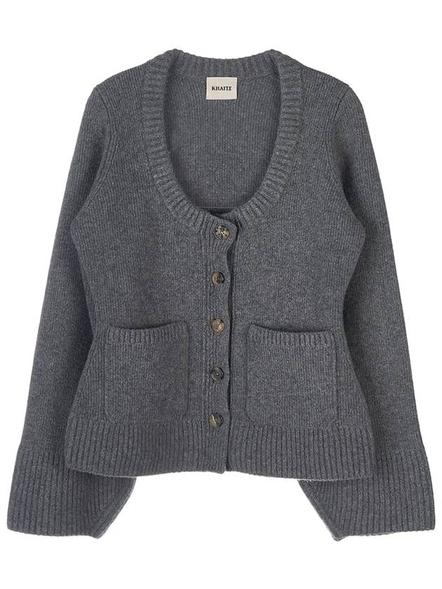 Women's Scoop Neck Pocket Knit Cardigan Grey - KHAITE - BALAAN 10