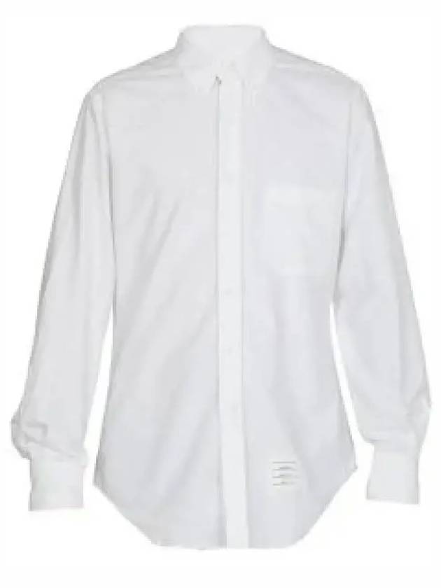 Oxford Grosgrain Placket Cotton Long Sleeve Shirt White - THOM BROWNE - BALAAN 2