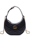 GG Marmont Half Moon Mini Bag Black - GUCCI - BALAAN 3