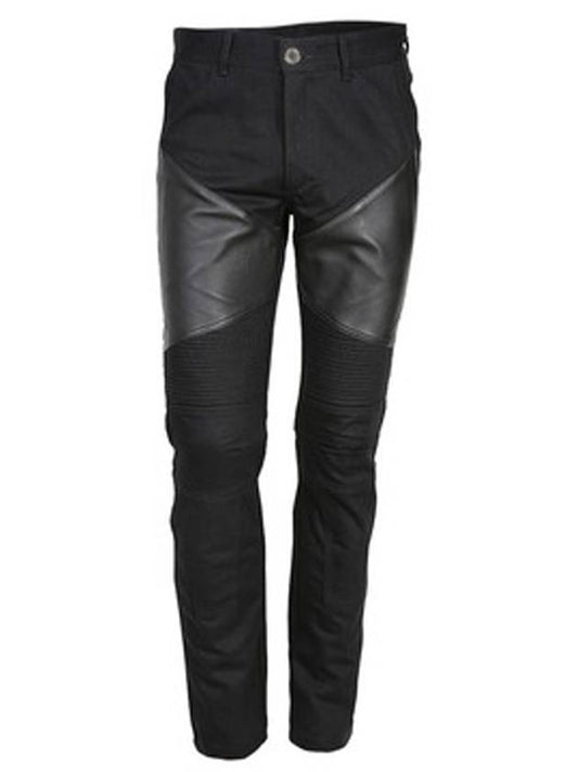 Leather Patch Biker Jeans Black - GIVENCHY - BALAAN.