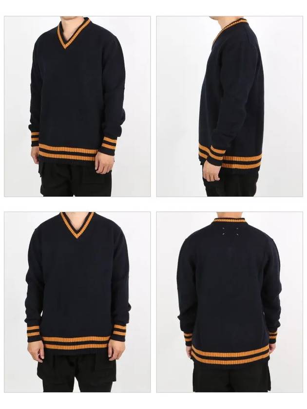 Stitch Patch Wool Knit Top Navy - MAISON MARGIELA - BALAAN 3