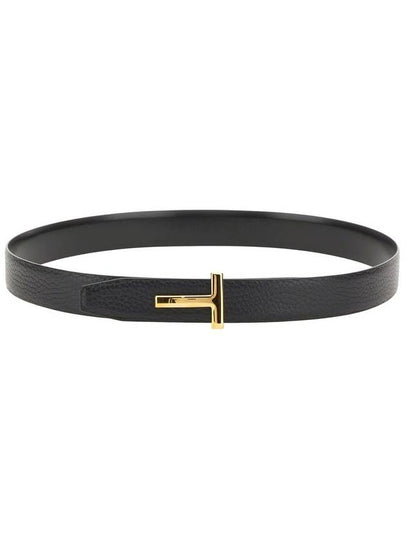 Women's Logo Gold Reversible Leather Belt Black - TOM FORD - BALAAN 2