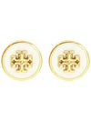 Kira Enamel Circle Stud Earrings White Gold - TORY BURCH - BALAAN 2