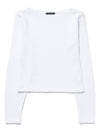 Waffle Crop Long Sleeve T-Shirt White - LESEIZIEME - BALAAN 7
