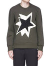 Thunder Spark Leather Patch Sweatshirt Khaki - NEIL BARRETT - BALAAN 1