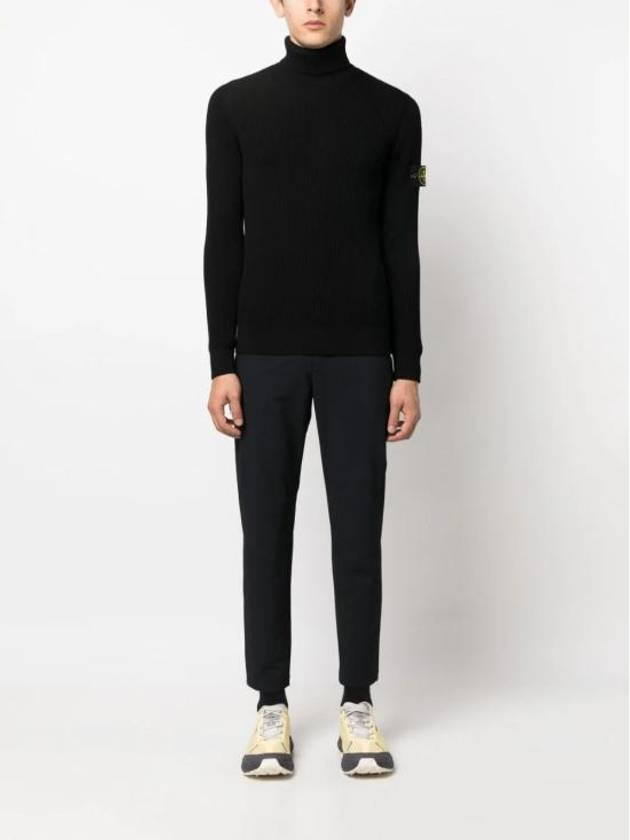 Men's Logo Patch Turtleneck Black - STONE ISLAND - BALAAN 3