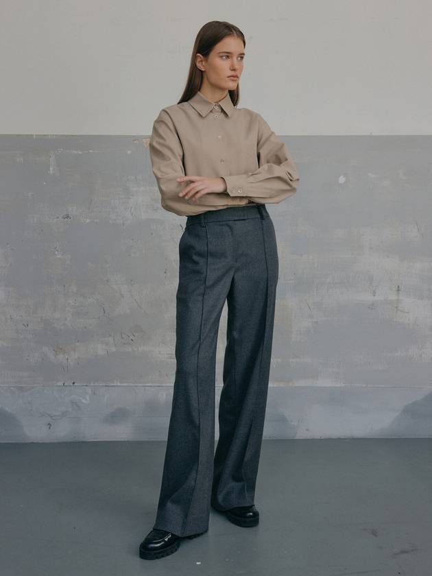 WoMen's Pintuck Wide Pants Deep Grey - CLAIR DE SAGE - BALAAN 1