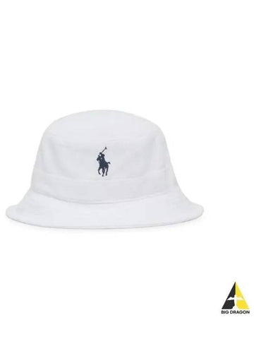 Cotton Blend Terry Bucket Hat White - POLO RALPH LAUREN - BALAAN 1