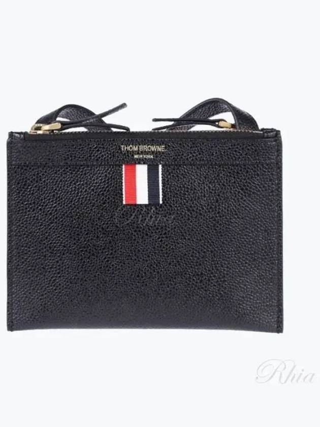 Document Holder Pebble Grain Leather Mini Cross Bag Black - THOM BROWNE - BALAAN 2