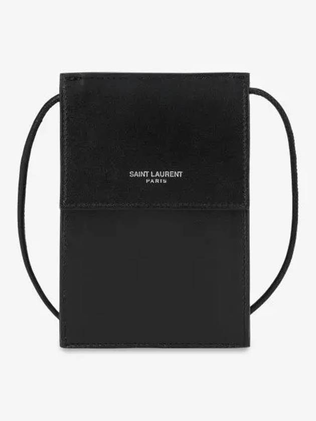 Logo Printed Leather Mini Cross Bag Black - SAINT LAURENT - BALAAN 2