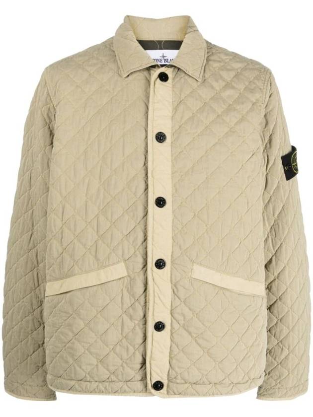 Lightweight Quilted Logo Patch Drawstring Jacket Beige - STONE ISLAND - BALAAN 1