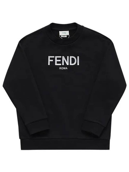 Logo Printing Junior Cotton Sweatshirt Black - FENDI - BALAAN 1