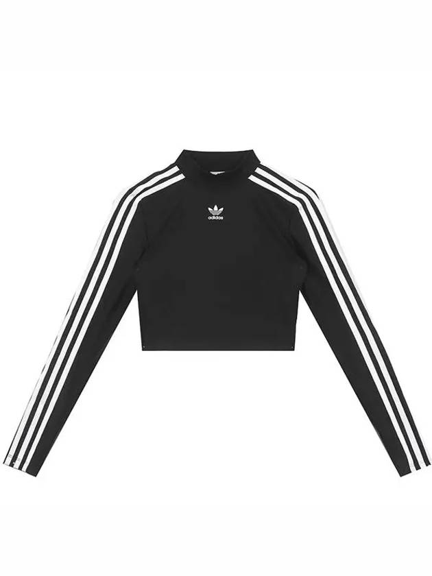 3 Stripe Crop Long Sleeve T Shirt Black - ADIDAS - BALAAN 3