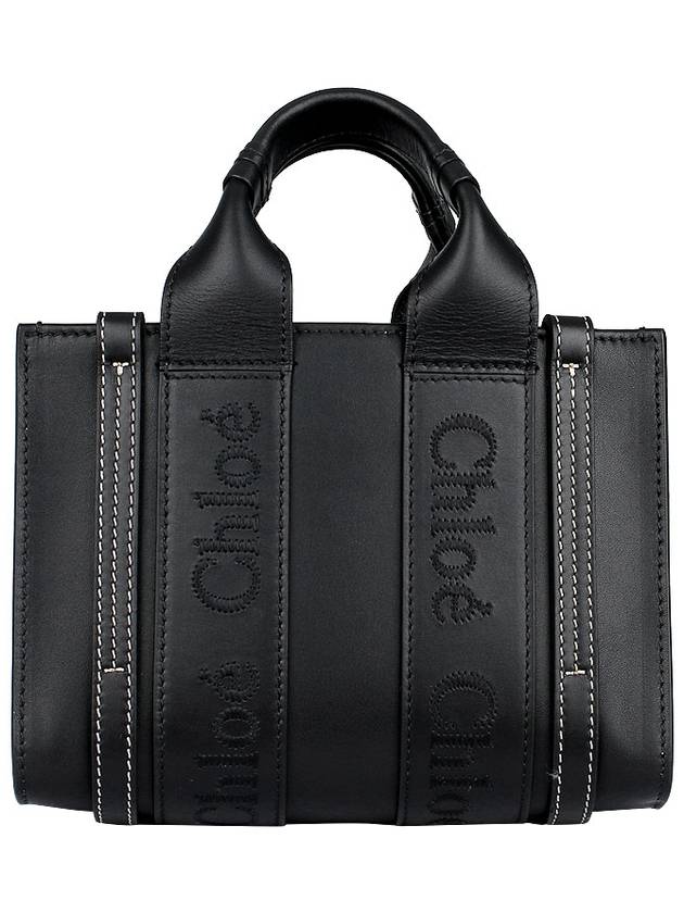 Woody Logo Calf Leather Mini Tote Bag Black - CHLOE - BALAAN 6