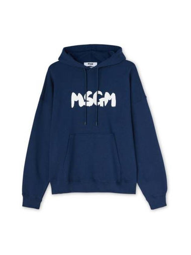 Logo Print Cotton Hoodie Navy - MSGM - BALAAN 1