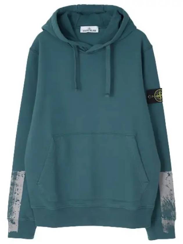 Tape Four Print Brushed Cotton Fleece Hoodie Regular Fit - STONE ISLAND - BALAAN 1