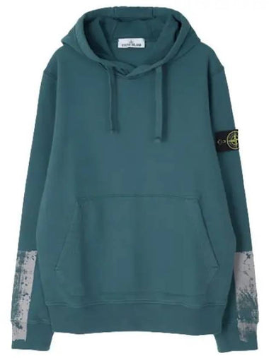 Tape Four Print Brushed Cotton Fleece Hoodie Regular Fit - STONE ISLAND - BALAAN 1